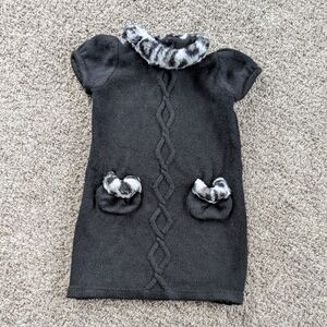 Vintage Crazy 8 (2012) Black Knit Dress with Faux Fur Accents